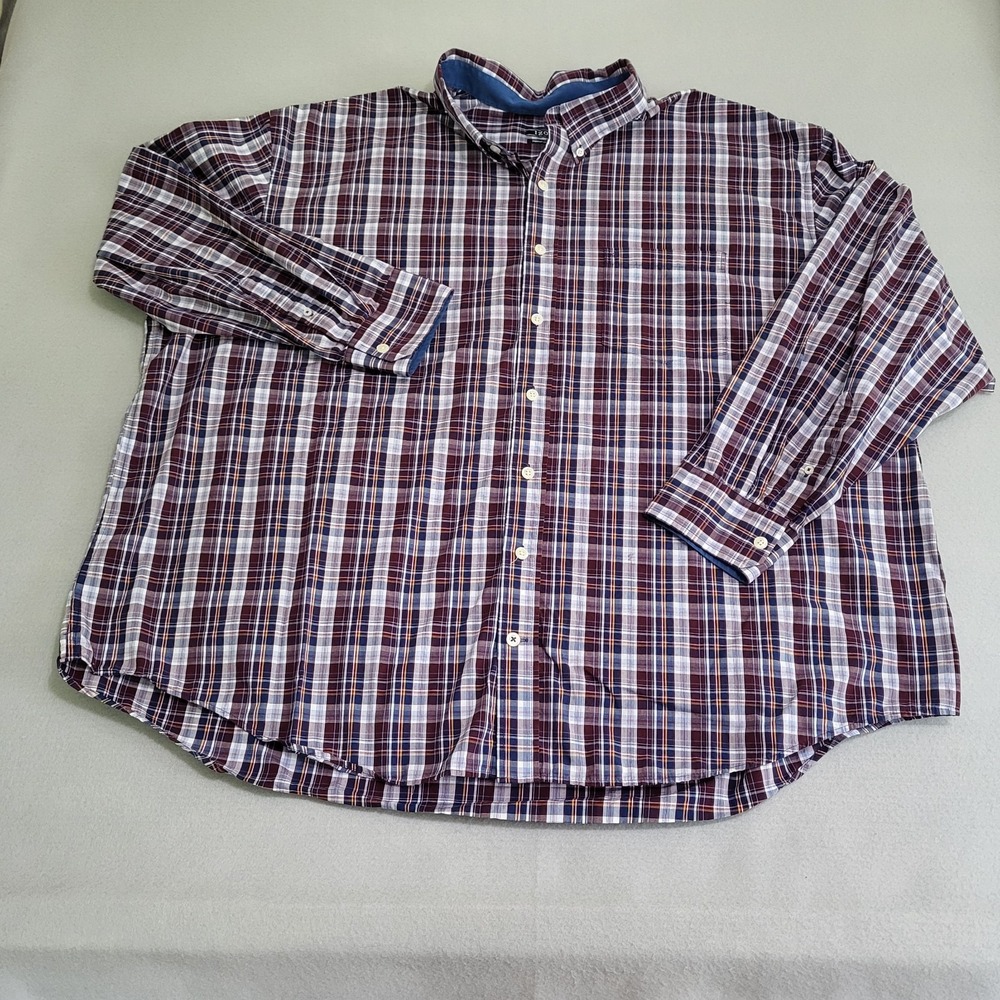 IZOD Premium Essentials Long Sleeve Button Down Checked Shirt Men's Size 4XL